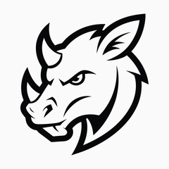 rhino animal head mascot logo vector art illustration