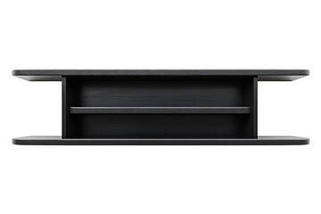 Sleek Black Marble Console Table with Open Shelves perfect for modern interiors showcasing elegant design and clean lines against a black on transparent background