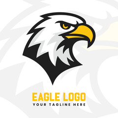 Fototapeta premium Bold Flying Eagle Mascot Logo Design, Customizable Eagle Emblem for Teams, Aggressive Eagle Vector for Branding, Modern Black and White Eagle Art, Powerful Bird Mascot Logo Template