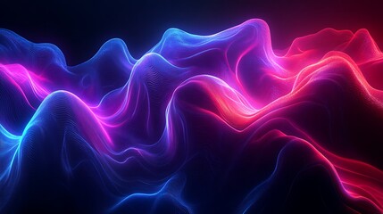 Obraz premium Vibrant Abstract Waves of Color, Vibrant abstract waves of color flowing against a dark background