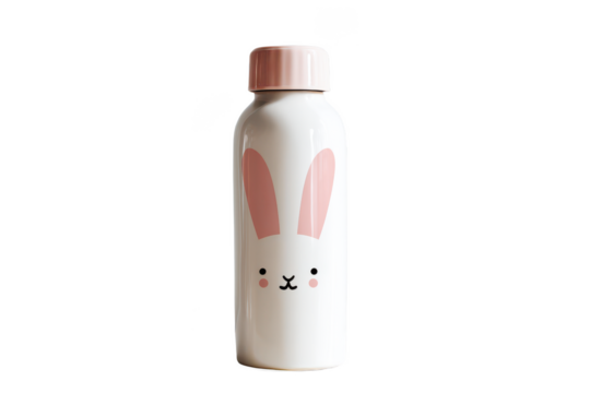 Hydration Happiness: A charming white water bottle with a sweet bunny design, perfect for staying refreshed with a touch of whimsy and adorable springtime cheer. - Powered by Adobe