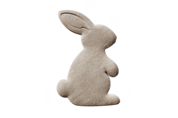 Minimalist Easter Bunny Sculpture with a Textured Surface, Isolated Against a Black Backdrop, Perfect for Seasonal Designs and Festive Greetings