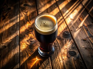Aerial View Dark Beer Glass, Overhead Shot Black Beer, Top Down Craft Beer Photography, Beer Glass Aerial