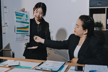 Business analyze,Close up Business people meeting to discuss the situation on the market. Business Financial Concept