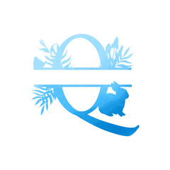 Easter, spring family monogram. Letter Q on white background