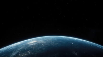 Fototapeta premium Earth from space, a beautiful view of our planet, bathed in cosmic darkness. Vast expanse of space surrounds the serene blue and white sphere