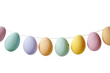 Pastel Easter Parade: A String of Sweet Treats Suspended in Air, Ready to Celebrate the Spring Holiday with Delicate Joy and Festive Cheer