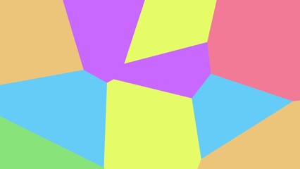 Vibrant, geometric shapes in pastel colors.  A kaleidoscopic pattern of interlocking, irregular polygons create a dynamic visual experience