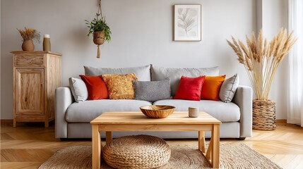Cozy living room with neutral tones