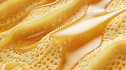 Fototapeta premium Golden waffles with butter and syrup drip