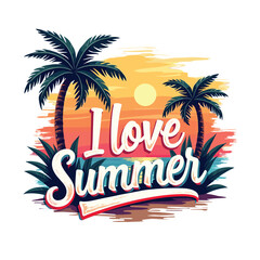 Typography summer with beech and sunset lover t-shirt design vector.