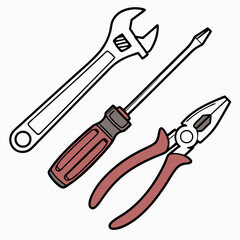 Handyman Tools Adjustable Wrench Screwdriver And Pliers For Repair Projects