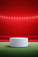 Obraz premium Minimalist display platform in stadium; ideal for product showcase, branding and advertisements