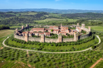 Monteriggioni medieval walled hilltop town, Siena, Tuscany, Italy