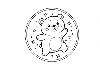 Obraz premium Cute Cartoon Bear Illustration in a Circle