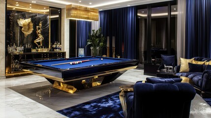 Luxurious billiard room with elegant decor and ambiance