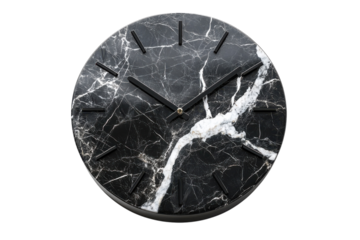 Elegant black and white marble clock showcasing sophisticated design a timeless piece for modern homes with clean lines and a minimalist on transparent background