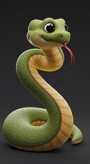 Fototapeta premium green snake on a white background