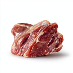 Raw pork shoulder roast close up on white background