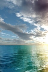 Obraz premium Serene Ocean View with Calm Water and Beautiful Cloud Patterns
