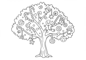 Ornamental Line Art Tree Illustration