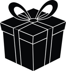 Simple line drawing of a gift box with a bow, perfect for holiday, birthday, and celebration designs.