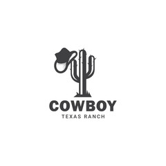 Western cowboy logo with hat and vintage typography style