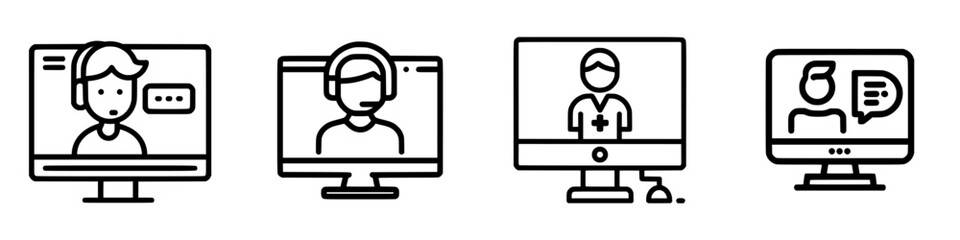 Vector illustration of various virtual communication methods and online interactions