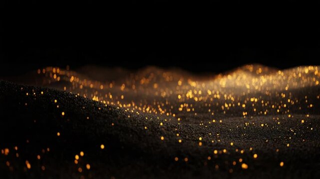 Golden Particles on Dark Terrain footage