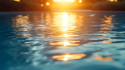 Close-Up of Water Surface Reflecting Sunset Light