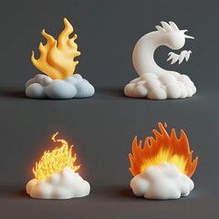 Abstract Cloud Fire Icons