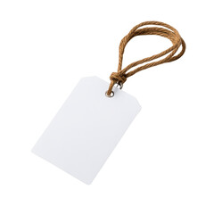 Fototapeta premium Simple white name tag with rope for customization on a dark background ideal for events and gatherings.