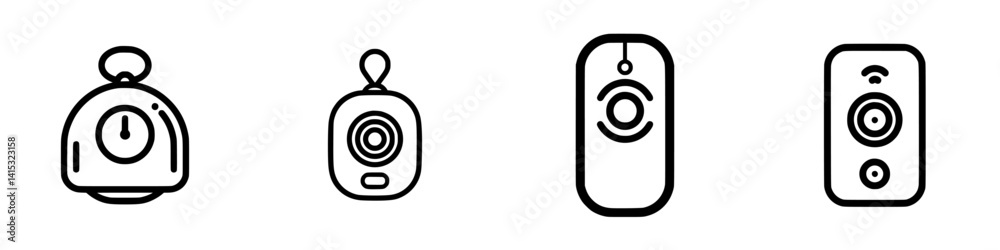 Poster vector illustration icons of various types of timers and remote controls for digital applications an