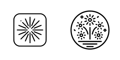 Obraz premium Vector illustration featuring decorative icons of fireworks and floral designs, suitable for festive and celebratory themes