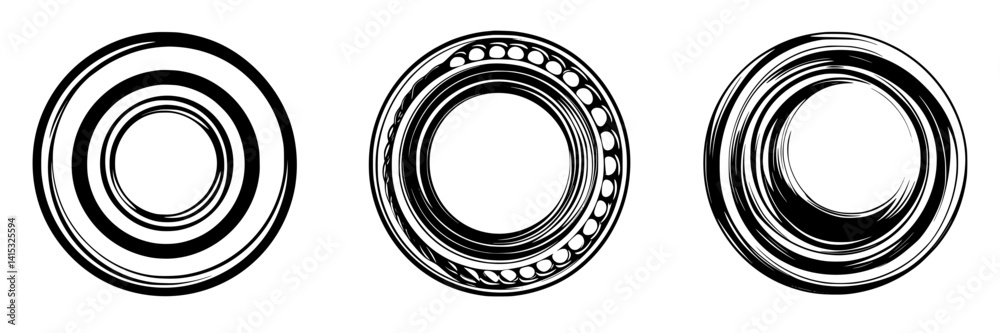 Poster vector illustration of multiple circular designs showcasing different patterns and styles with a min