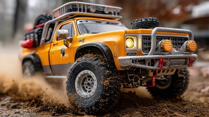 Off-Road Adventure with Remote Control Vehicle in Dusty Terrain