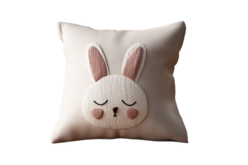 Sweet Slumber Bunny: A plush pillow adorned with a charming bunny face, inviting dreams and tranquility for cozy nights and peaceful moments.