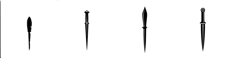 Vector illustration icon showcasing various knife designs with distinct shapes and features, ideal for culinary contexts