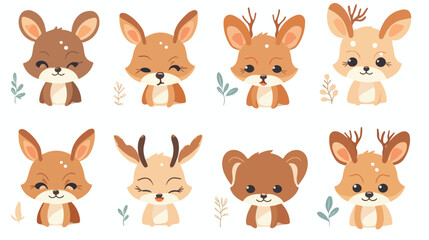 Obraz premium Adorable Tiny Deer Animal Emotions with Emoji Collection EPS