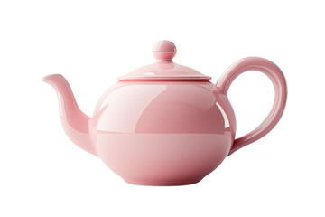 Obraz premium Pink ceramic teapot with lid isolated PNG with Transparent Background