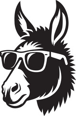 Obraz premium donkey head clipart silhouette, Donkey head illustration, donkey head with sunglass silhouette vector