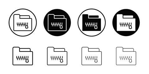 Zipped file icon Black and white outline vector