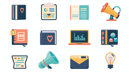 Professional E-Learning and Business Icons Vector Illustration