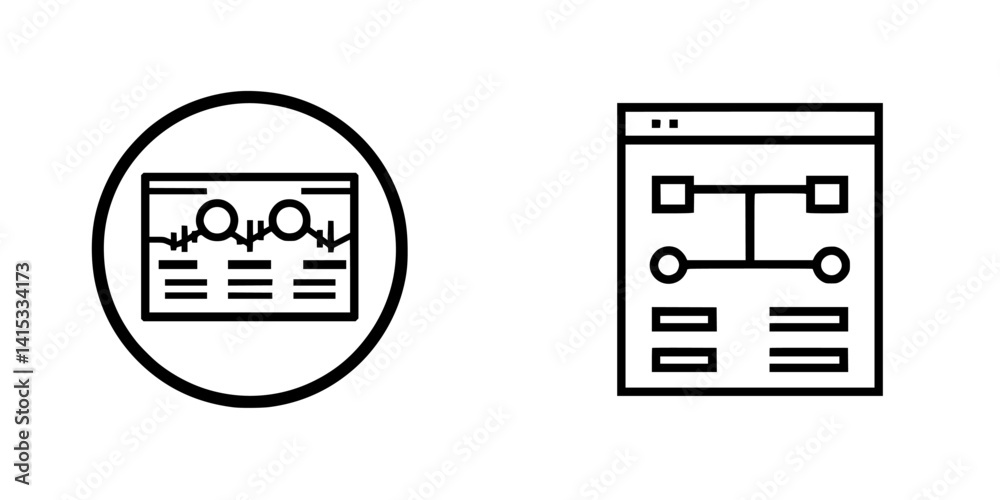 Poster vector illustration icons representing data analysis and visualization tools for digital projects