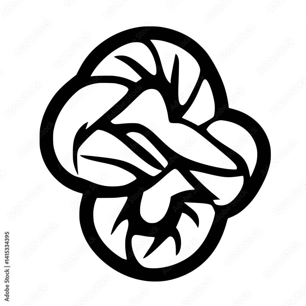 Poster intertwined design featuring abstract shapes representing unity and connection in a minimalist vecto