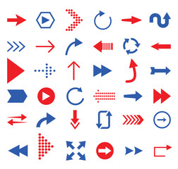 Vector flat arrows set. Clipart for web design, mobile apps, interface and so on