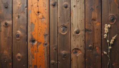 Fototapeta premium Rustic Wooden Texture Background Faded Orange, Brown, and Wheat Tones