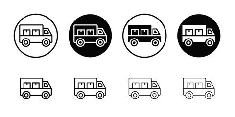 Obraz premium delivery truck icon Black and white outline vector