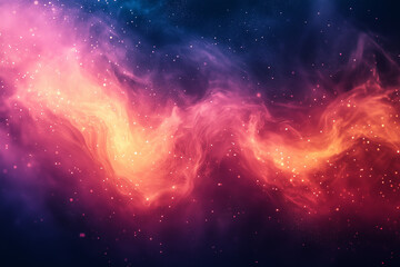 Fototapeta premium vivid cosmic nebula with glowing orange and pink clouds swirling through deep space and scattered starlight