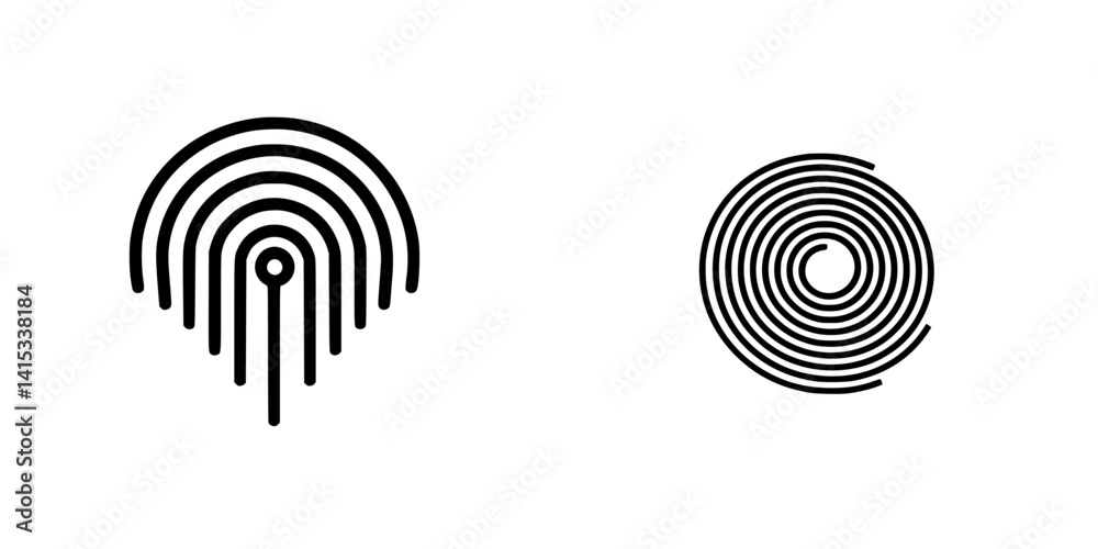 Poster vector illustration icons showcasing wave patterns and concentric circles representing abstract conc